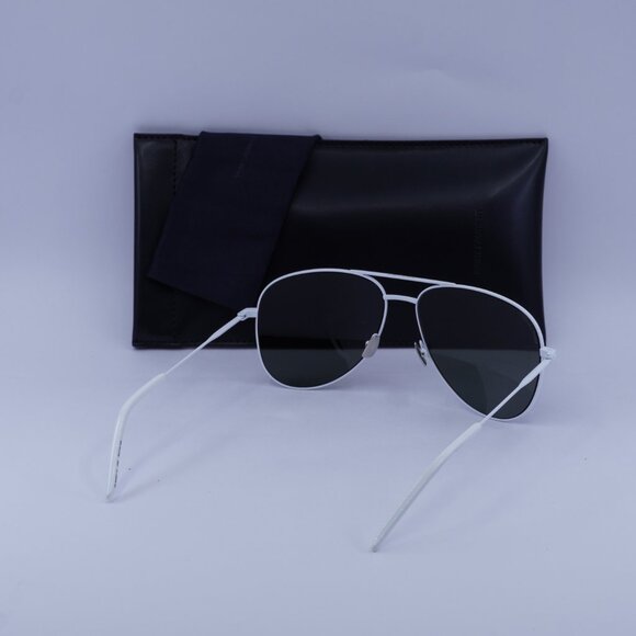 Saint Laurent CLASSIC11 038 Aviator Sunglasses - White/Grey - Picture 4 of 9